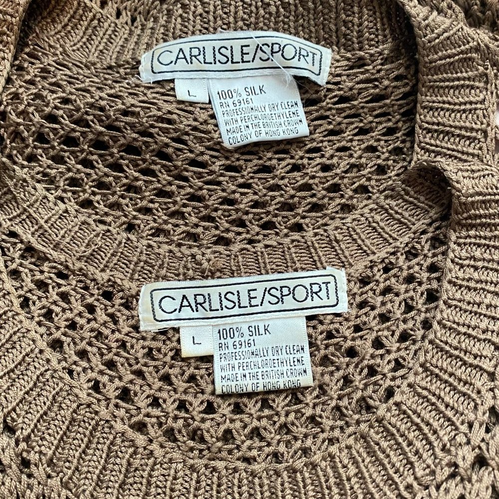 Carlisle Brown Open-Weave Cardigan and Pullover Set - Picture 6 of 9